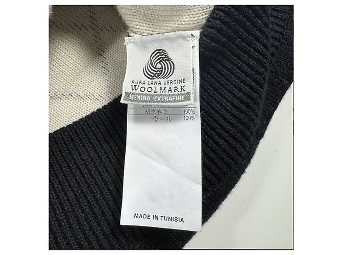 Suéter de lã Moncler com zíper Preto Branco - vista 8