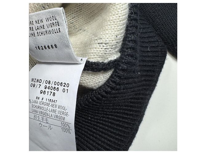Suéter de lã Moncler com zíper Preto Branco - vista 9