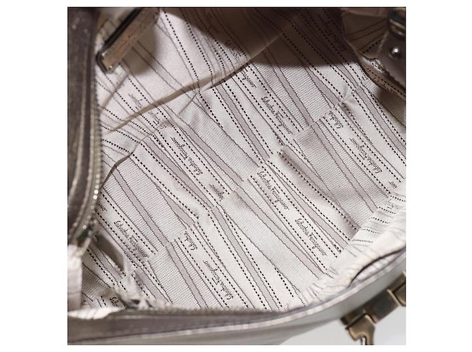 Salvatore Ferragamo Sofia Satchel Leder Medium Silber - Ansicht 5