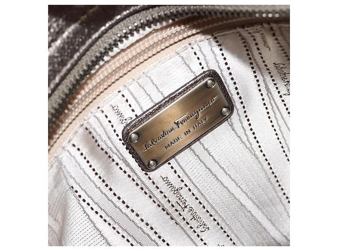 Salvatore Ferragamo Sofia Satchel Leder Medium Silber - Ansicht 6