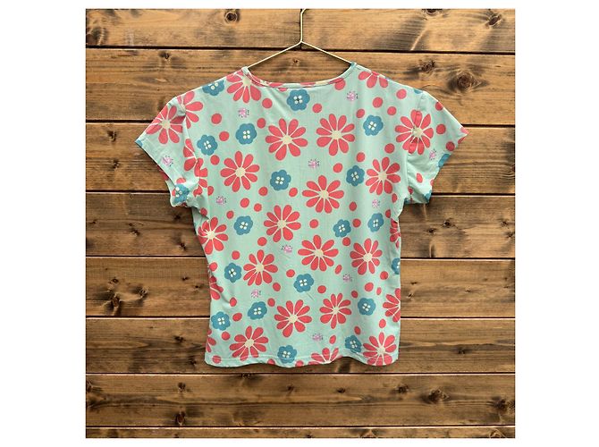 Fendi Jeans Camiseta estampado Flower Power Rosa Azul Verde claro - vista 2