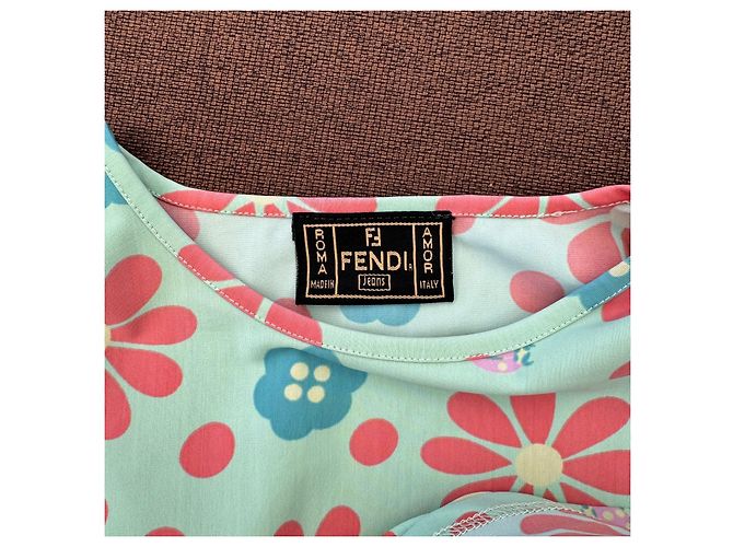 Fendi Jeans Camiseta estampado Flower Power Rosa Azul Verde claro - vista 3