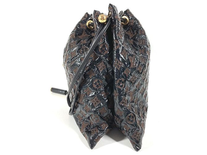 Borsa Louis Vuitton Monogram Elvinyl Squeeze Marrone Nero - vista 3