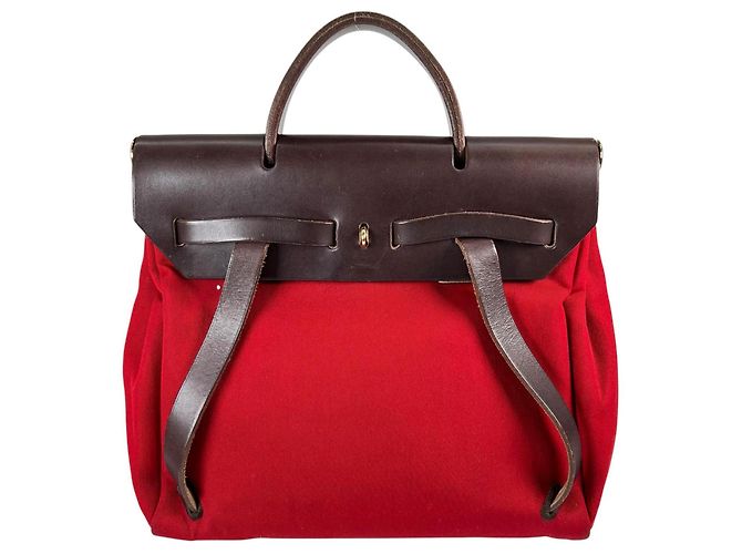 Hermès HERMES Herbag Ad PM Rucksack Braun Rot - Ansicht 2