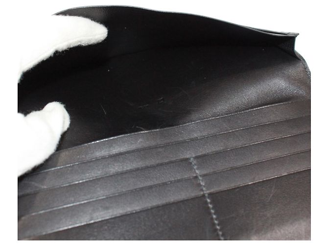 Hermès Hermes Langer Geldbeutel aus schwarzem Boxcalf-Leder - Ansicht 13