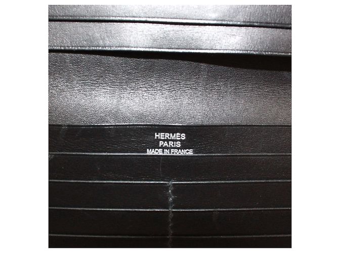 Hermès Hermes Langer Geldbeutel aus schwarzem Boxcalf-Leder - Ansicht 8