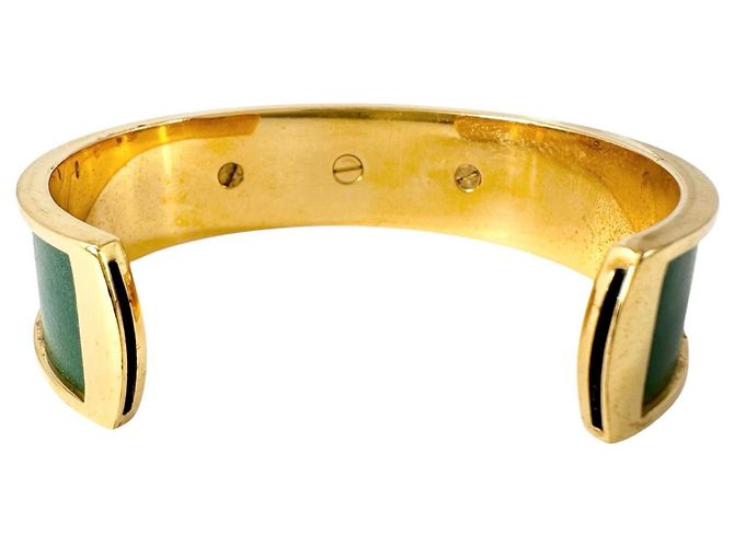 Hermès Bracciale Kelly Hermes in Oro e Pelle Verde D'oro - vista 3