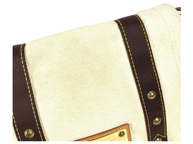 Louis Vuitton M40042 Antigua Buzas PM Borsa Messenger Marrone Bianco Crudo - vista 10