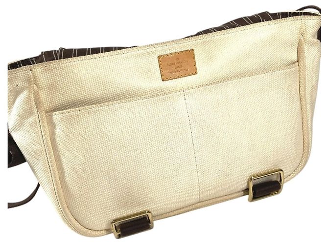 Louis Vuitton M40042 Antigua Buzas PM Borsa Messenger Marrone Bianco Crudo - vista 13