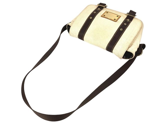 Louis Vuitton M40042 Antigua Buzas PM Borsa Messenger Marrone Bianco Crudo - vista 8