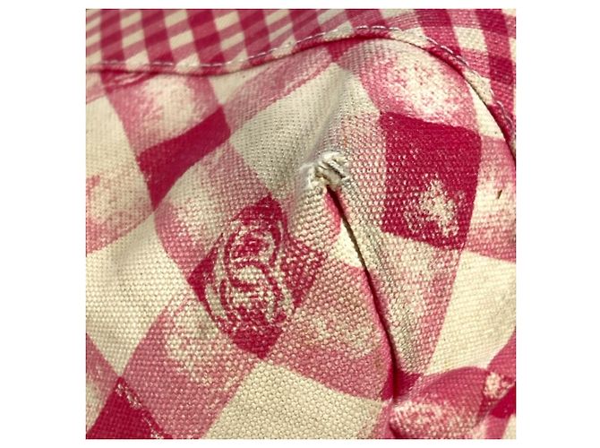 Borsa Tote Chanel Pink Gingham Check Rosa - vista 11
