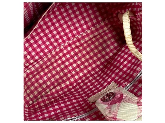 Borsa Tote Chanel Pink Gingham Check Rosa - vista 14