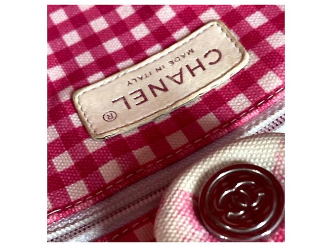 Borsa Tote Chanel Pink Gingham Check Rosa - vista 16