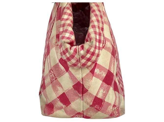 Borsa Tote Chanel Pink Gingham Check Rosa - vista 3