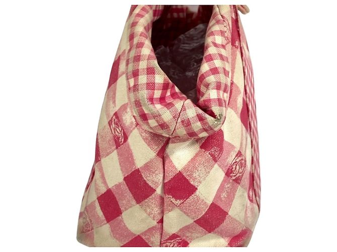 Borsa Tote Chanel Pink Gingham Check Rosa - vista 4