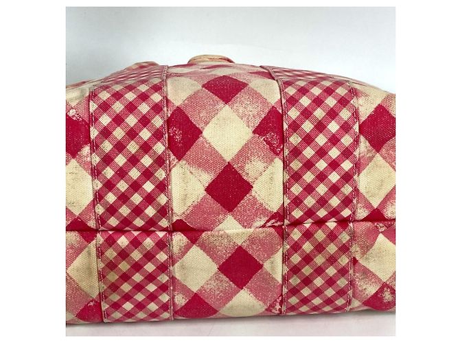 Borsa Tote Chanel Pink Gingham Check Rosa - vista 5