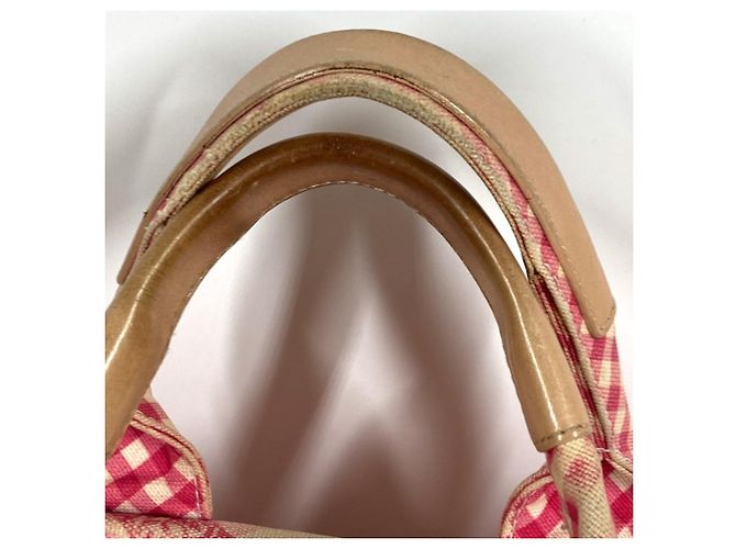 Borsa Tote Chanel Pink Gingham Check Rosa - vista 6