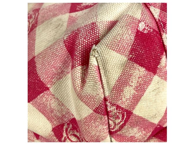 Borsa Tote Chanel Pink Gingham Check Rosa - vista 8