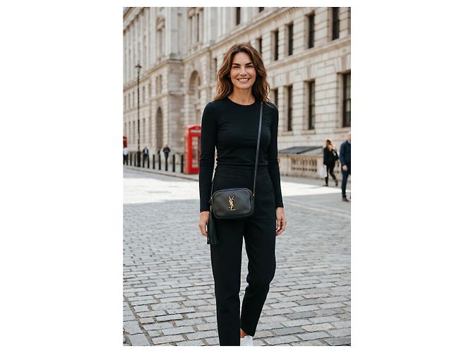 Borsa a tracolla Saint Laurent in pelle nera Nero - vista 18
