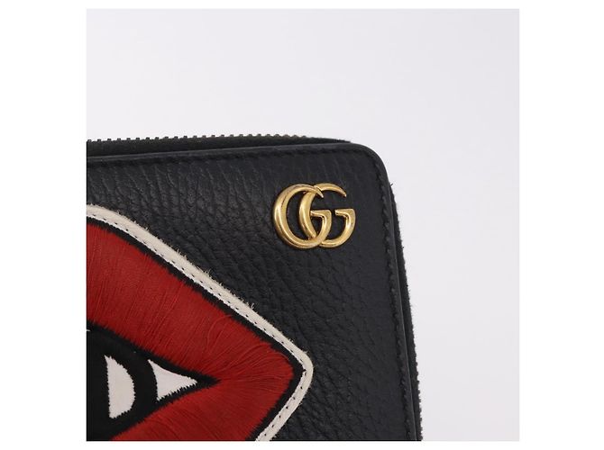 GUCCI GG Marmont Long Wallet Leather Black Gold 474584 Auth bs35713A - vista 13