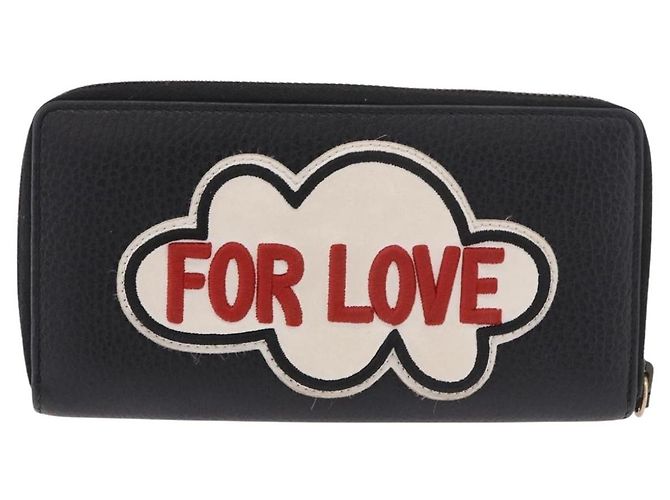 GUCCI GG Marmont Long Wallet Leather Black Gold 474584 Auth bs35713A - vista 3