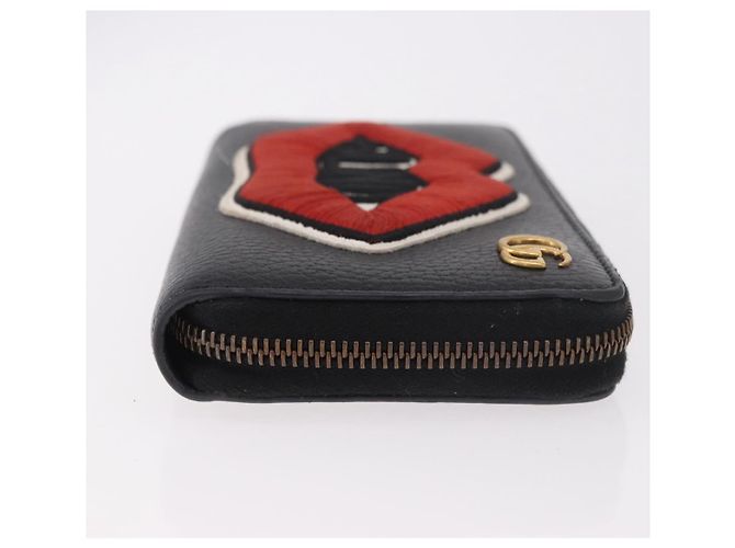 GUCCI GG Marmont Long Wallet Leather Black Gold 474584 Auth bs35713A - vista 4