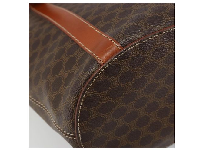 Céline CELINE Macadam Canvas Tote Bag aus PVC und Leder Braun gold Authentisch 187813 - Ansicht 11