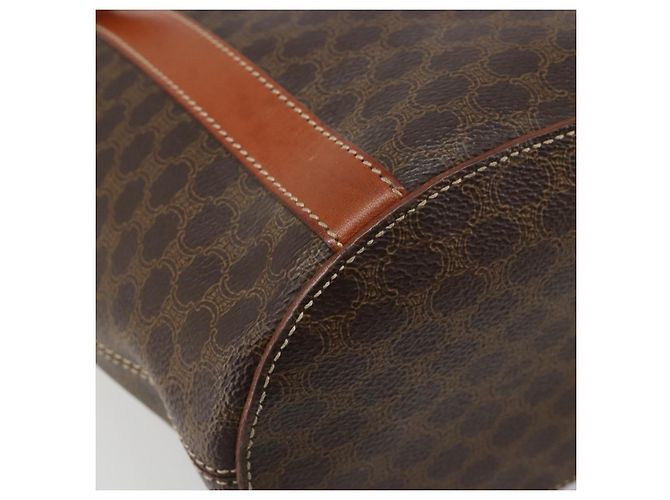 Céline CELINE Macadam Canvas Tote Bag aus PVC und Leder Braun gold Authentisch 187813 - Ansicht 13