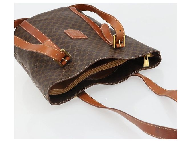 Céline CELINE Macadam Canvas Tote Bag aus PVC und Leder Braun gold Authentisch 187813 - Ansicht 6