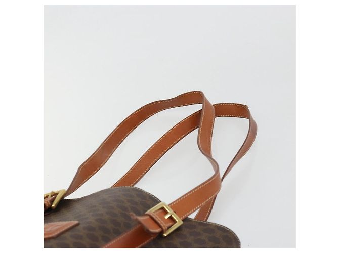Céline CELINE Macadam Canvas Tote Bag aus PVC und Leder Braun gold Authentisch 187813 - Ansicht 8