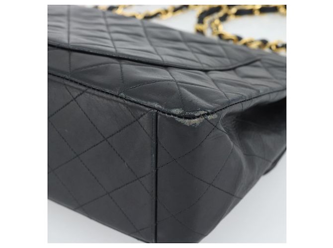 CHANEL Big Matelasse 34 Borsa a Spalla con Catena in Pelle di Agnello Nera Oro CC Auth 188990V - vista 14