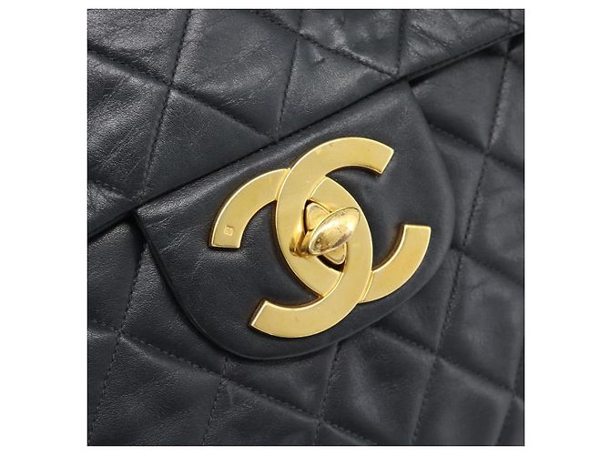 CHANEL Big Matelasse 34 Borsa a Spalla con Catena in Pelle di Agnello Nera Oro CC Auth 188990V - vista 16