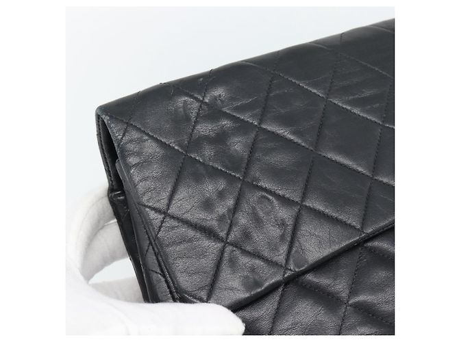 CHANEL Big Matelasse 34 Borsa a Spalla con Catena in Pelle di Agnello Nera Oro CC Auth 188990V - vista 17