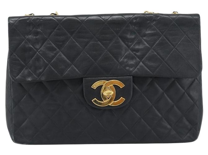 CHANEL Big Matelasse 34 Borsa a Spalla con Catena in Pelle di Agnello Nera Oro CC Auth 188990V - vista 2