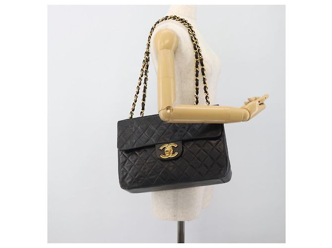 CHANEL Big Matelasse 34 Borsa a Spalla con Catena in Pelle di Agnello Nera Oro CC Auth 188990V - vista 28