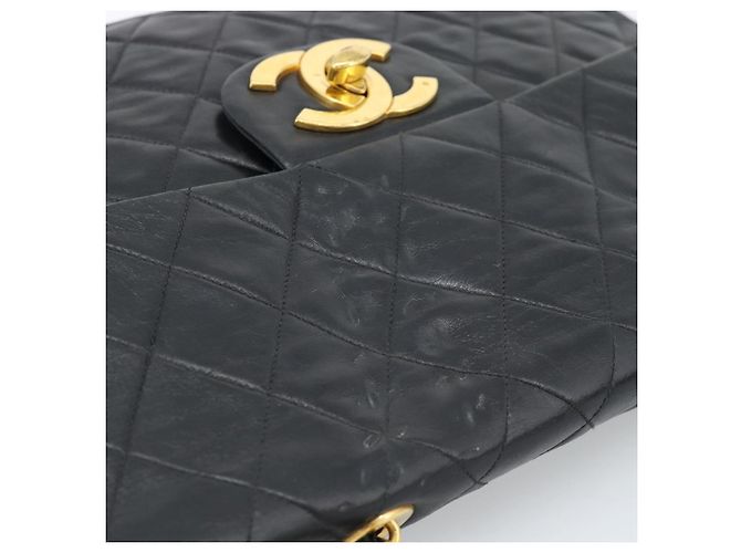 CHANEL Big Matelasse 34 Borsa a Spalla con Catena in Pelle di Agnello Nera Oro CC Auth 188990V - vista 7