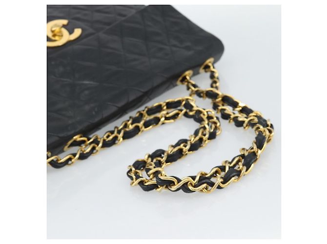 CHANEL Big Matelasse 34 Borsa a Spalla con Catena in Pelle di Agnello Nera Oro CC Auth 188990V - vista 8