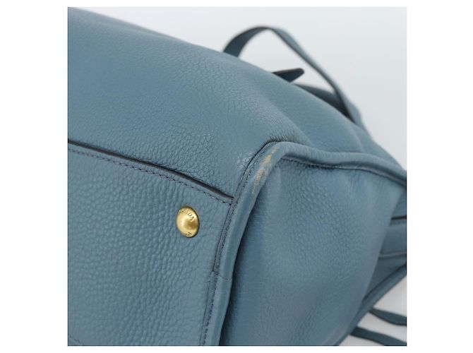 Borsa PRADA Vittero Dino Leather 2way Blu Oro Auth 187263V D'oro - vista 14