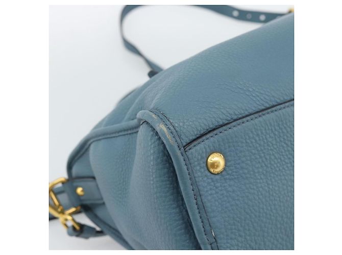 Borsa PRADA Vittero Dino Leather 2way Blu Oro Auth 187263V D'oro - vista 15