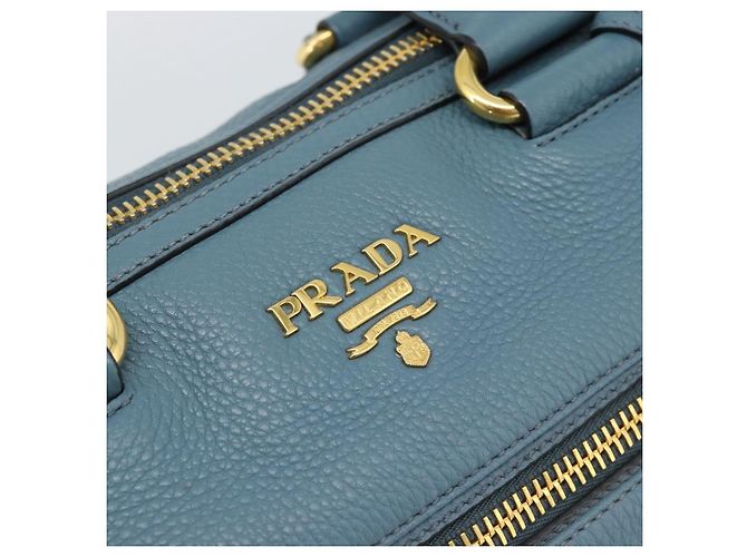 Borsa PRADA Vittero Dino Leather 2way Blu Oro Auth 187263V D'oro - vista 16