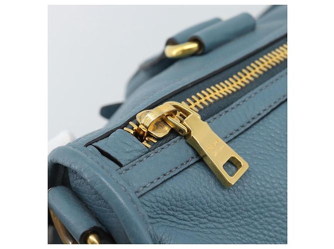 Borsa PRADA Vittero Dino Leather 2way Blu Oro Auth 187263V D'oro - vista 18