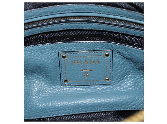 Borsa PRADA Vittero Dino Leather 2way Blu Oro Auth 187263V D'oro - vista 19