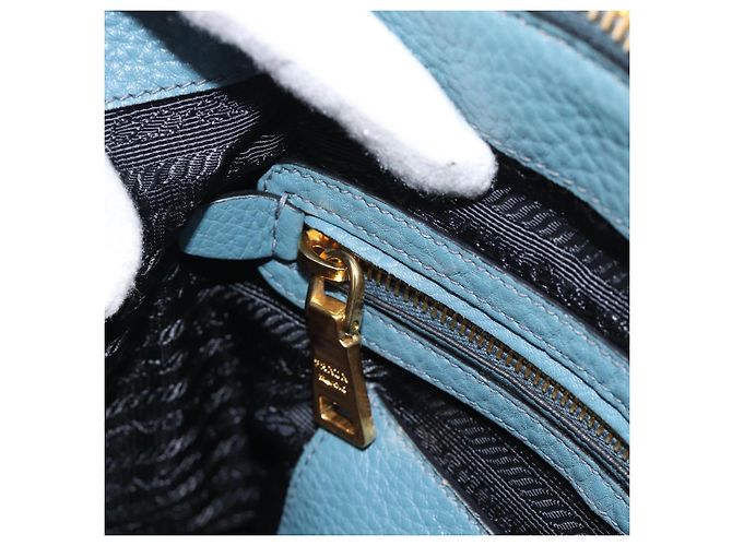Borsa PRADA Vittero Dino Leather 2way Blu Oro Auth 187263V D'oro - vista 23
