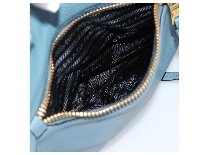Borsa PRADA Vittero Dino Leather 2way Blu Oro Auth 187263V D'oro - vista 26