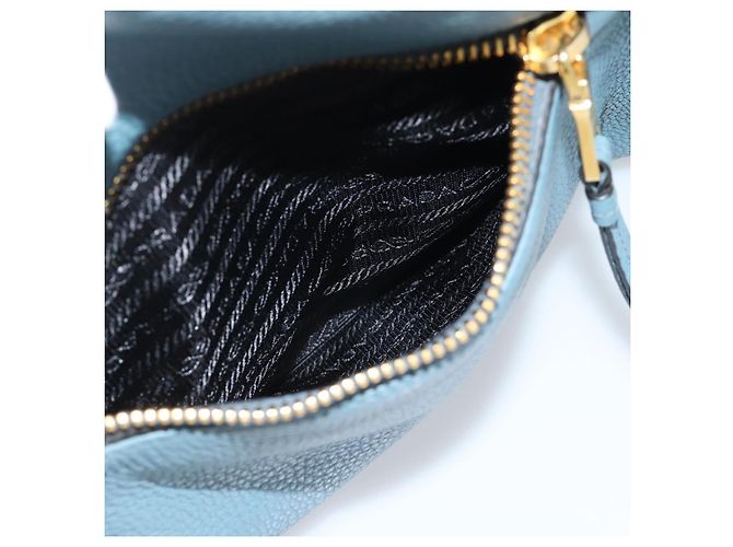 Borsa PRADA Vittero Dino Leather 2way Blu Oro Auth 187263V D'oro - vista 27