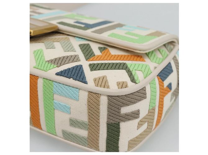 FENDI Zucca Canvas Mamma Baguette Bag 2way Multicolor Gold Auth 188798SM Multicolore D'oro - vista 12