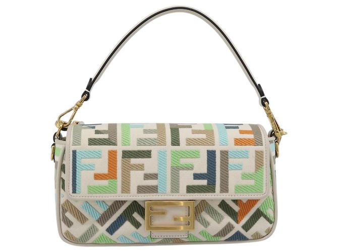 FENDI Zucca Canvas Mamma Baguette Bag 2way Multicolor Gold Auth 188798SM Multicolore D'oro - vista 2