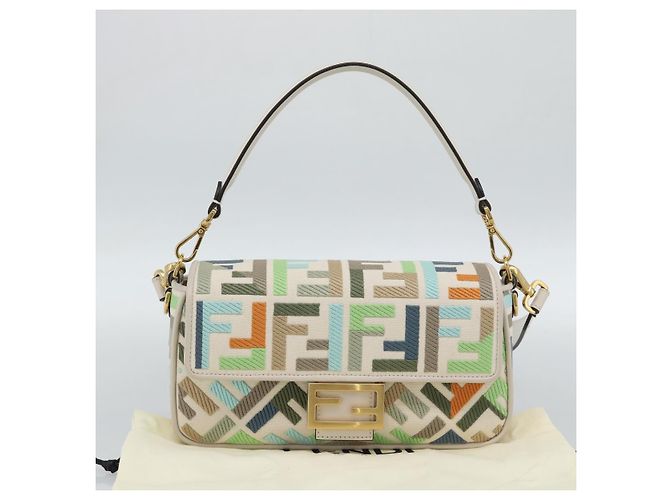 FENDI Zucca Canvas Mamma Baguette Bag 2way Multicolor Gold Auth 188798SM Multicolore D'oro - vista 25