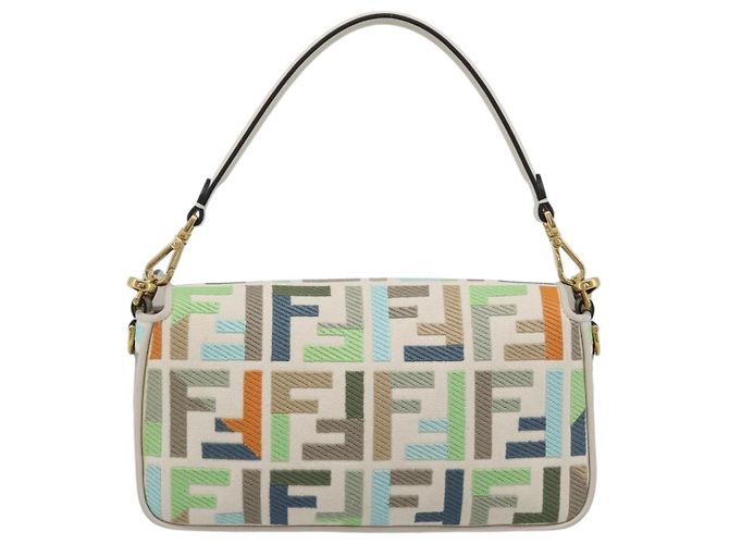 FENDI Zucca Canvas Mamma Baguette Bag 2way Multicolor Gold Auth 188798SM Multicolore D'oro - vista 3