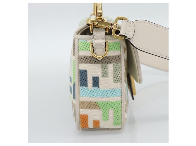 FENDI Zucca Canvas Mamma Baguette Bag 2way Multicolor Gold Auth 188798SM Multicolore D'oro - vista 4
